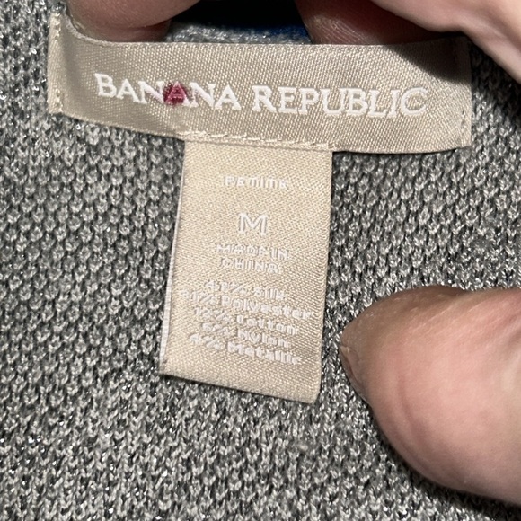 Banana Republic Metallic Silver Zebra 🦓 Striped Cardigan Size Medium Pet… - Picture 6 of 7